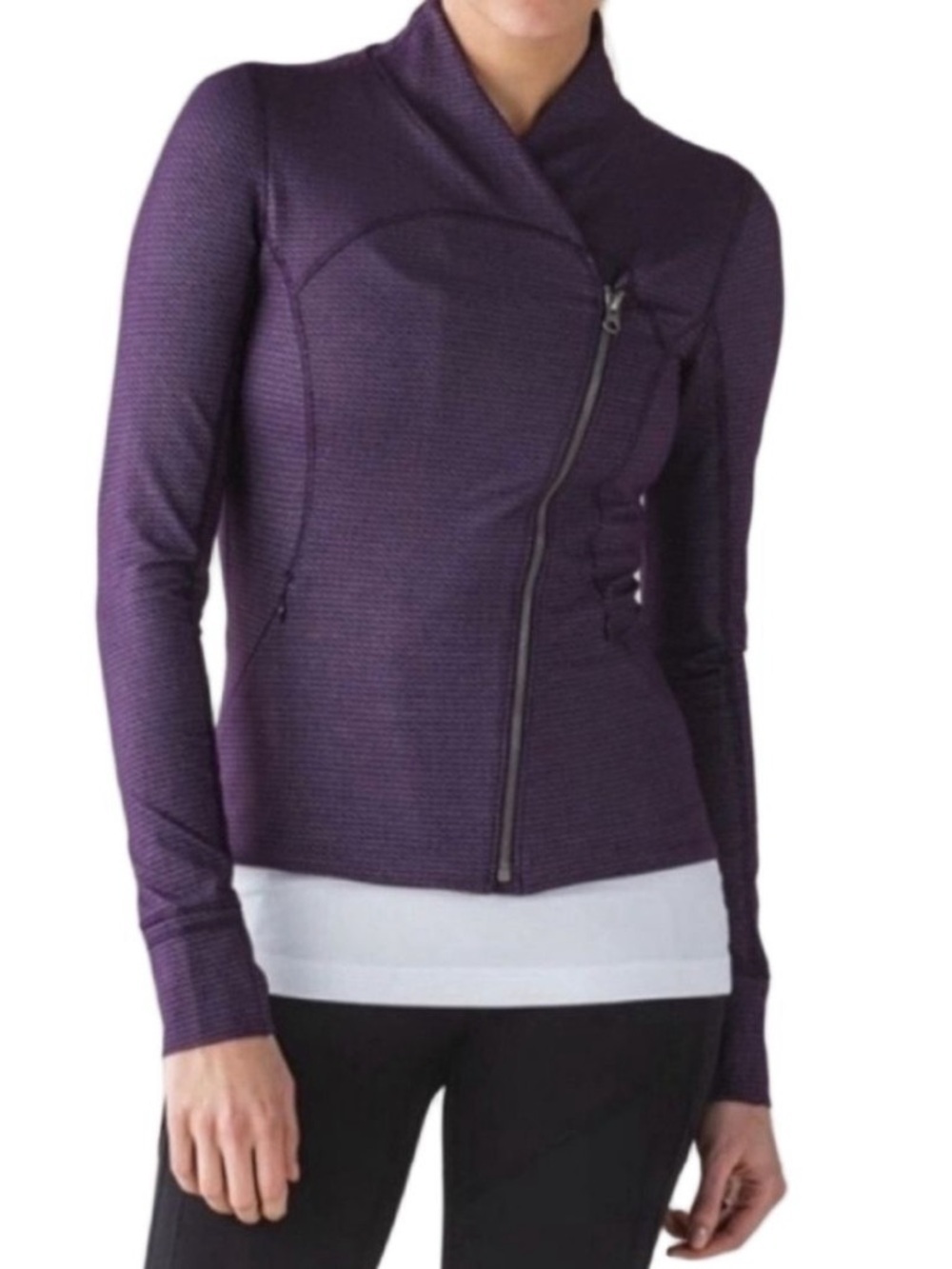 Lululemon Purple Moto Jacket Asymmetrical Zip Thumbholes Size 6